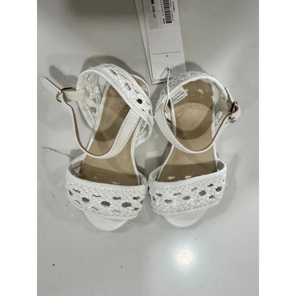 Janie and Jack White Woven Ankle Strap Sandals Size 6 Baby Tod